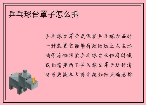 乒乓球台罩子怎么拆